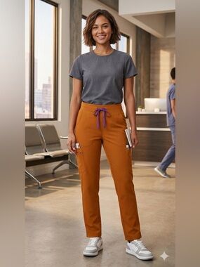 Figs Yola Slim Leg Limited Edition Rust Scrub Pants Size S/P PO 2131